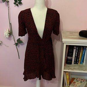 Francescas Boutique Red Cheetah Print Flowy Dress XXS